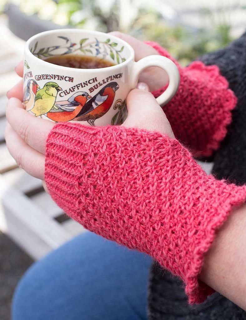 Free Knitting Pattern for Daisy Stitch Fingerless Gloves