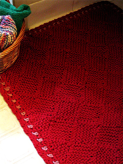 Free Knitting Pattern for Garterlac Bath Rug