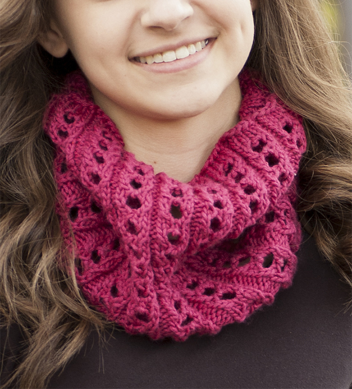 Free Knitting Pattern for Easy Large Eyelet Rib Cowl