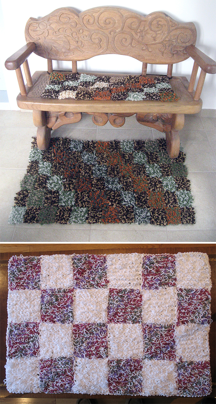 Free Knitting Pattern for Loopy Patchwork Rug